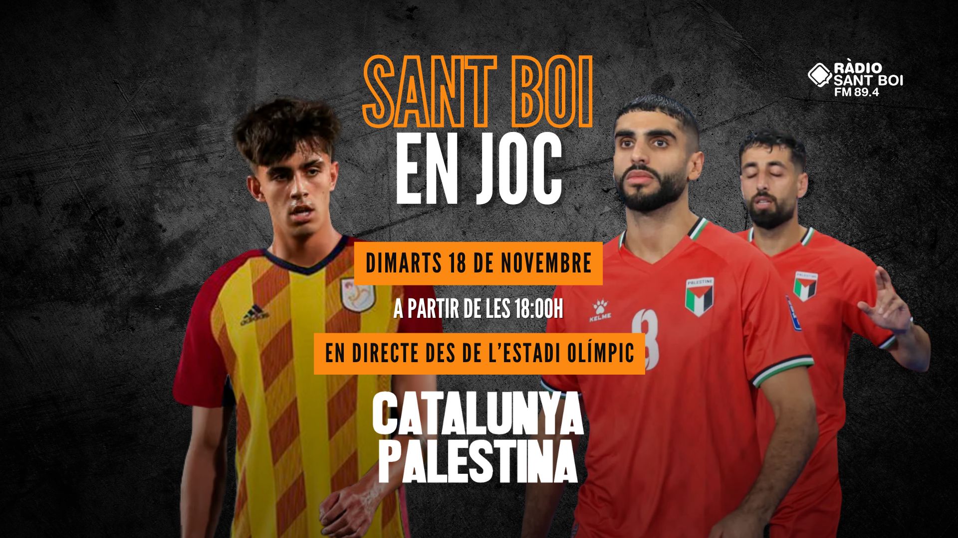 Ràdio Sant Boi retransmetrà en directe el partit solidari Catalunya-Palestina des de l’Estadi Olímpic
