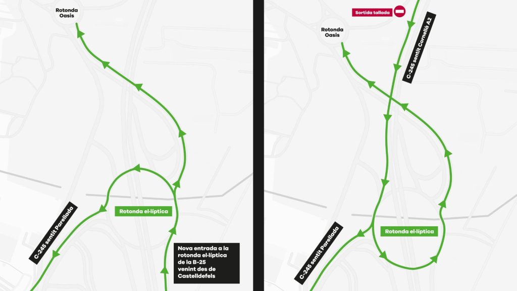 Així canvien les entrades i sortides de Sant Boi amb la nova rotonda de la B-25
