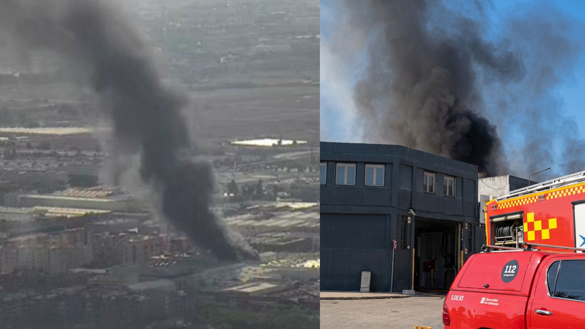 Gran incendi a Sant Boi una enorme columna de fum obliga a activar un ampli dispositiu d'emergència