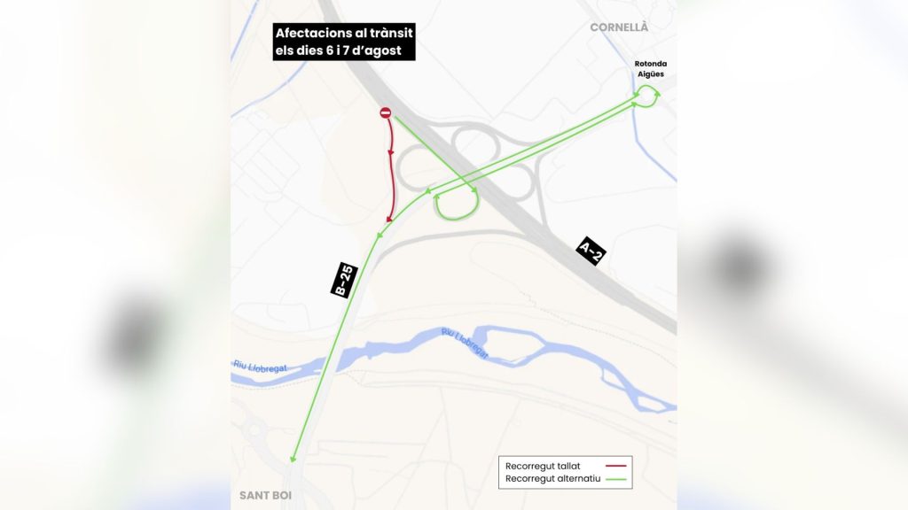 Nous talls de trànsit a l’accés de Sant Boi per l’asfaltatge de la nova connexió entre la B-25 i la C-32